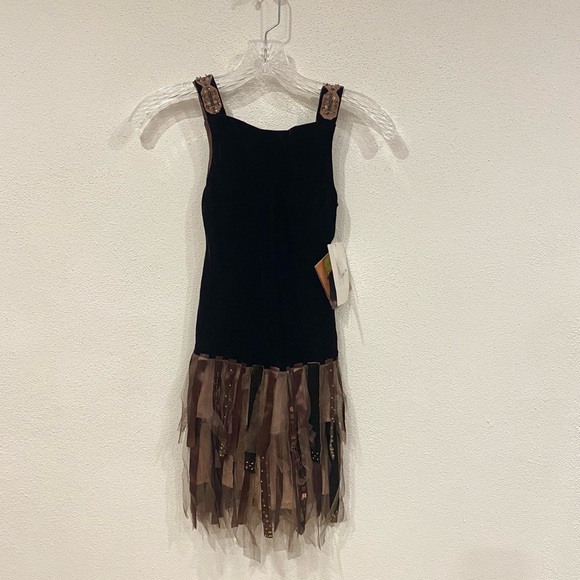 NWT Biscotti Collezioni Brown Velvet Fringe Dress Size 8 - Picture 2 of 6